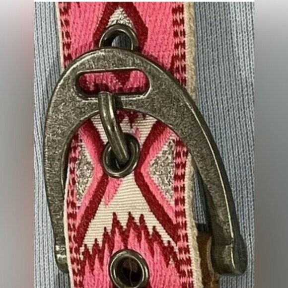 Free People Moving to Mars belt PINK FABRIC Embroidered Belt L/XL NWOT - Picture 3 of 7